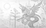  armor black_and_white cutie_mark equine feathers female flying friendship_is_magic hi_res hooves horn looking_away mammal monochrome my_little_pony outside sketch solo twilight_sparkle_(mlp) winged_unicorn wings yakovlev-vad 