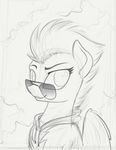  black_and_white clothing equine female friendship_is_magic fur hair hi_res hoodie looking_at_viewer mammal monochrome my_little_pony outside pegasus smile solo spitfire_(mlp) wings wonderbolts_(mlp) yakovlev-vad 