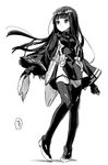  adashino_benio black_footwear black_legwear boots full_body greyscale hair_ornament high_heels highres hime_cut kawakami_rokkaku long_hair mask mask_removed monochrome protected_link solo sousei_no_onmyouji thigh_boots thighhighs zettai_ryouiki 