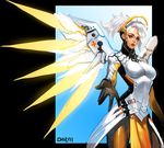  bad_id bad_tumblr_id blonde_hair blue_eyes breasts high_ponytail large_breasts looking_at_viewer lsr mechanical_halo mechanical_wings mercy_(overwatch) overwatch pantyhose ponytail solo spread_wings wings yellow_wings 
