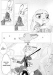  anthro aoimotion badge canine clothed clothing coffe comic disney english_text fox fur judy_hopps lagomorph mammal necktie nick_wilde police_car police_uniform rabbit rem289 sad text uniform zootopia 