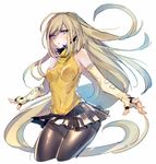  adapted_costume bare_shoulders blonde_hair blue_eyes elbow_gloves fingerless_gloves gloves guilty_gear guilty_gear_xrd long_hair millia_rage oro_(sumakaita) pantyhose skirt solo very_long_hair 