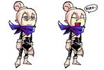  armor closed_eyes fang fire_emblem fire_emblem_if grey_eyes kanna_(female)_(fire_emblem_if) kanna_(fire_emblem_if) open_mouth pink_hair pointy_ears scarf setz smile solo 