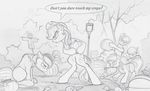  applejack_(mlp) black_and_white cutie_mark equine female friendship_is_magic group hat hi_res hooves mammal monochrome my_little_pony outside pumpkins scare_crow sketch text yakovlev-vad 