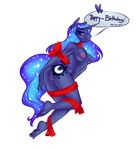  ! &lt;3 alpha_channel anthro anthrofied areola barefoot bedroom_eyes blue_eyes blue_hair blush breasts butt cutie_mark english_text equine female friendship_is_magic gift_wrapped hair half-closed_eyes horn kronilix long_hair looking_at_viewer mammal my_little_pony nipples princess_luna_(mlp) pussy pussy_juice seductive simple_background solo text toes transparent_background unicorn 