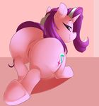  anus butt cutie_mark equine female feral friendship_is_magic hair horn looking_at_viewer looking_back mammal multicolored_hair my_little_pony pussy smile solo sourspot starlight_glimmer_(mlp) two_tone_hair unicorn 