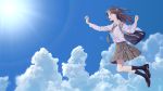  aiko_(aiko_54) clouds kneehighs long_hair original seifuku sky tie 