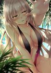  blonde_hair blurry blush breasts depth_of_field fate/grand_order fate_(series) highres jeanne_d'arc_(alter)_(fate) jeanne_d'arc_(fate)_(all) large_breasts long_hair looking_at_viewer mia_(gute-nacht-07) parted_lips slingshot_swimsuit solo swimsuit very_long_hair yellow_eyes 