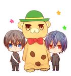  2boys amagi_brilliant_park chibi gakuran high_speed! kirishima_ikuya kyoto_animation male_focus moffle multiple_boys nanase_haruka_(free!) 