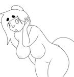  anthro big_breasts big_eyebrows breasts female fur hair invalid_tag long_hair looking_at_viewer mammal mcfly0crash monochrome nipples simple_background thick_thighs white_background 