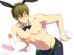  1boy anal_plug blush bunny_ears bunny_tail dildo free! funikurikurara male_focus sweat tachibana_makoto topless 
