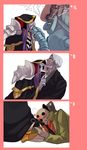  ainz_ooal_gown beard blush coat cocytus_(overlord) doppelganger hat hood insect kiss masiro_(artist) multiple_boys nazi necktie overlord_(maruyama) pandora&#039;s_actor pandora's_actor robe sebas_tian skeleton tail white_hair 