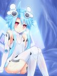  ahoge blue_hair blush commentary_request gloves highres looking_at_viewer neptune_(series) power_symbol red_eyes shironeko_haru short_hair_with_long_locks sidelocks solo symbol-shaped_pupils thighhighs white_heart 