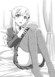  greyscale handheld_game_console highres ishii_hisao kantai_collection long_hair monochrome nintendo_3ds page_number solo suzuya_(kantai_collection) 