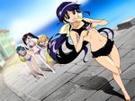  american_flag_bikini andou_mahoro ball beachball bikini day flag_print innertube mahoromatic multiple_girls non-web_source ooe_chizuko sakura_miyuki seashell shell short_shorts shorts swimsuit todoriki_rin wallpaper 