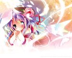  animal_ears blue_eyes bunny_ears e.a.r.t.h feathers flower kamiya_yuu long_hair purple_hair shiro_(e.a.r.t.h) solo 