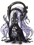  artist_request belt boots cape chains full_body long_fingers male_focus mask monochrome nail overlord_(maruyama) simple_background solo tabula_smaragdina tentacle white_background 
