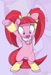  2016 abstract_background blue_eyes earth_pony equine female feral friendship_is_magic fur hair horse jewelry mammal mistydash my_little_pony necklace pacific_glow_(mlp) pacifier pink_fur pony red_hair solo 