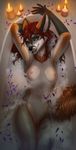  2016 anthro bath bath_tub candle canine female fire fox lavender looking_at_viewer mammal mikinyaro nude petals smile water 