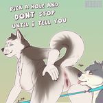  1:1 2016 5_fingers anthro anus big_breasts black_nose blush breasts butt canine cheek_tuft chest_tuft collar countershading cyan_eyes dialogue digital_media_(artwork) dog domination duo english_text eyebrows female female_domination fur grey_fur grey_hair grey_tail hair hi_res husky inner_ear_fluff inviting leash leash_pull looking_back looking_up male male/female mammal mature_female multicolored_fur multicolored_hair multicolored_tail neelix nipples nude pink_nipples presenting presenting_hindquarters pussy raised_tail short_hair simple_background submissive text tongue tongue_out tuft two_tone_fur two_tone_hair white_fur white_hair white_tail yellow_eyes 