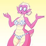  amphibian beachwear big_butt bikini blue_eyes breasts butt clothing ear_piercing eyewear female glasses invalid_color lapinbeau lizard mature_female open_mouth piercing reptile salamander scalie short_tail small_breasts smile swimsuit wide_hips 