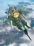  aircraft airplane asterisk_kome blonde_hair cloud cockpit day f-5_freedom_fighter fighter_jet flying green_eyes jet jet_engine military military_vehicle missile original personification sky solo wings 