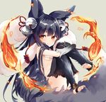  animal_ears barefoot bell blush breasts erune feet fire fox_ears fox_tail fur gloves granblue_fantasy hair_bell hair_ornament jingle_bell kedama_milk long_hair looking_at_viewer red_eyes simple_background small_breasts smile soles solo tail thighhighs toeless_legwear toes yuel_(granblue_fantasy) 