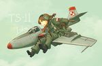  aircraft airplane asterisk_kome braid fighter_jet flying green_hair jet long_hair military military_uniform military_vehicle original personification poland polish_air_force_checkerboard polish_flag solo ts-11_iskra uniform wings 
