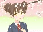 blazer brown_hair cherry_blossoms jophiel k-on! looking_at_viewer suzuki_jun 