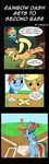  2015 apple applejack_(mlp) blonde_hair blue_feathers blue_fur box comic cutie_mark dialogue dildo dsninja duo earth_pony english_text equine feathered_wings feathers female feral food friendship_is_magic fruit fur grass green_eyes hair hi_res horse mammal multicolored_hair multicolored_tail my_little_pony orange_fur outside pegasus pony purple_eyes rainbow_dash_(mlp) rainbow_hair rainbow_tail sex_toy smile text tree wings 