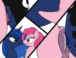  2015 animal_genitalia animal_pussy anus blue_eyes blue_fur blue_hair butt cutie_mark dsninja duo earth_pony equine equine_pussy eye_contact female feral friendship_is_magic fur hair horn horse kissing mammal my_little_pony pink_fur pink_hair pinkie_pie_(mlp) pony princess_luna_(mlp) pussy pussy_juice simple_background teats tongue unicorn white_background 