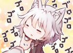 1girl =_= ahoge animal_ear_fluff animal_ears bangs beni_shake black_dress black_jacket blush_stickers cat_ears commentary_request dress eyebrows_visible_through_hair eyes_closed fate/grand_order fate_(series) fur-trimmed_jacket fur_trim grey_hair jacket jeanne_d&#039;arc_(alter)_(fate) jeanne_d&#039;arc_(fate)_(all) kemonomimi_mode long_sleeves out_of_frame parted_lips solo_focus upper_body wicked_dragon_witch_ver._shinjuku_1999 