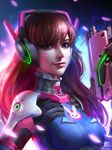  animal_print artstation_sample bangs blue_eyes bodysuit breasts brown_hair bunny bunny_print d.va_(overwatch) facial_mark gloves gun hand_up handgun headphones highres holding holding_gun holding_weapon image_sample jpeg_artifacts lips lipstick long_hair makeup medium_breasts overwatch petals pilot_suit pink_lips qichao_wang signature solo swept_bangs upper_body watermark weapon web_address whisker_markings white_gloves 