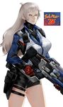  genderswap_(mtf) gloves gun long_hair overwatch scar shorts soldier:_76_(overwatch) solo weapon white_hair 