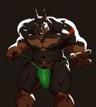  2016 abs anthro biceps big_muscles blue_eyes brown_fur bulge canine claws clothing doberman dog fur looking_at_viewer male mammal muscular muscular_male open_mouth pecs penis penis_outline piercing pointy_ears shiny simple_background solo speedo standing swimsuit taoren teeth tongue underwear 