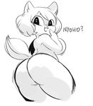  &lt;3 &lt;3_eyes anthro big_butt black_and_white breasts butt cat fangs feline female gats hair looking_back mammal monochrome open_mouth smile solo sugar_(gats) 