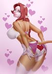  &lt;3 2016 absurd_res alanscampos anthro bent_over big_breasts blue_eyes bovine bra breasts brown_fur butt cattle clothed clothing english_text female fur hair hand_on_butt hi_res horn huge_breasts long_hair mammal melisa nipple_bulge pink_background presenting presenting_hindquarters red_hair shirt side_boob signature simple_background smile solo spots spread_butt spreading text underwear white_fur 