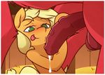  applejack_(mlp) balls blonde_hair brother brother_and_sister duo equine female feral friendship_is_magic green_eyes hair horse incest male mammal my_little_pony penis precum raised_eyebrows sibling sister smile tongue tongue_out vein youwannaslap 