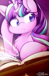  book chest_tuft dshou equine feral friendship_is_magic fur hair horn library mammal multicolored_hair my_little_pony pink_fur signature solo starlight_glimmer_(mlp) tuft two_tone_hair unicorn 