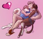  &lt;3 anthro boy_shorts canid canine canis clothed clothing digital_media_(artwork) dog domestic_cat felid feline felis female group hug humanoid kitterjitters lion mammal pantherine polyamorous polycule shirt shorts smile tank_top underwear 