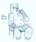  belly clothing dessert food ice_cream invalid_background male mammal navel oddchurch overweight piercing simplebackground slightly_chubby swimsuit tanuki 