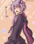  animal_hood blush bunny_hood commentary_request dress flask_(pandora) hair_ornament hands_in_pockets highres hood hood_down hooded_jacket jacket looking_at_viewer nose_blush open_mouth purple_dress purple_eyes purple_hair short_hair_with_long_locks sidelocks solo translated twitter_username upper_body vocaloid voiceroid yuzuki_yukari 
