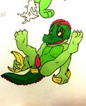  anal banana blind_eye bowserboy101 cragger crocodile crocodilian cum erection food fruit reptile scales scalie scar solo spread_legs spreading 