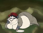  /trash/ 4chan animated anthro bedroom_eyes big_breasts black_hair breasts female hair half-closed_eyes hat inviting low_res lying mammal marsupial mostly_nude nipples obese obey opossum overweight plate seductive solo trish unknown_artist 