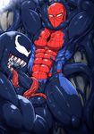  abs balls bdsm biceps bondage bound clothing cum cum_in_mouth cum_inside duo erection forced glans human humanoid humanoid_penis long_tongue male male/male mammal marvel muscular not_furry open_mouth oral pecs penis precum ryuukikeito sex spandex spider-man_(character) spider-man_(series) superhero sweat symbiote teeth tight_clothing tongue tongue_out tonguejob venom_(spider-man) 