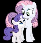  blue_eyes color_swap cutie_mark duo equine female feral friendship_is_magic green_eyes hair horn horse mammal multicolored_hair my_little_pony pony purple_hair rarity_(mlp) smile sweetie_belle_(mlp) two_tone_hair unicorn young 