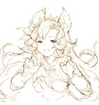  animal_ears cat_ears claw_pose erune granblue_fantasy junwool long_hair monochrome nemone sketch solo 