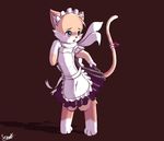  2016 blushes bow cat clothing cute dress feline maid_uniform male mammal scarf senz shadow shy uniform 