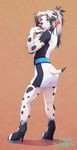  2016 absurd_res anthro canine clothed clothing cyan_eyes dalmatian dog dress female hi_res high_heels kara_resch mammal solo spots stoopix 