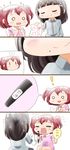 2girls 4koma bangs black_hair blunt_bangs blush clenched_hands close-up collared_shirt comic commentary_request crying face_painting fist_in_hand flying_sweatdrops flying_teardrops hair_ornament hairpin hand_mirror handkerchief highres kashiwa_(3920kashiwa) kurosawa_dia kurosawa_ruby love_live! love_live!_sunshine!! marker mirror mole mole_under_mouth multiple_girls notice_lines o_o open_mouth red_hair shirt siblings silent_comic sisters smile sparkle sweatdrop test two_side_up u_u wavy_mouth 